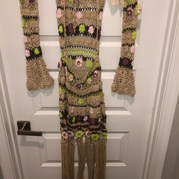 New Free People Bali Crochet Tunic Mini Dress Gown sz M - Picture 12 of 12